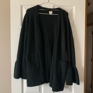black bell-sleeved cardigan